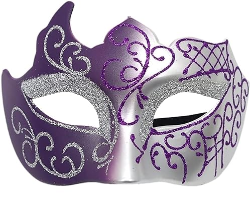 BoBoBn Party-Maske, Halloween-Maske, Maskerade-Masken, Halloween-Mardi-Gras-Party-Maske, Lady-Ball-Maske for Männer und Frauen(Purple Silver) von BoBoBn