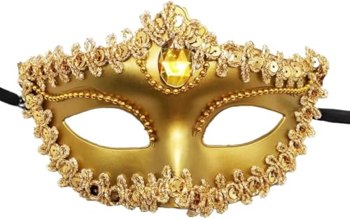 BoBoBn Party-Maske, Maskerade-Masken, Metall-Maskerade-Maske for Frauen, Party-Masken, Halloween, Damen-Maskenball(Gold) von BoBoBn