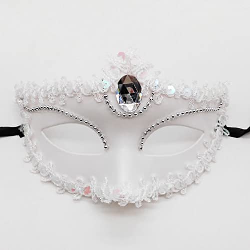 BoBoBn Party-Maske, Maskerade-Masken, Metall-Maskerade-Maske for Frauen, Party-Masken, Halloween, Damen-Maskenball(White) von BoBoBn