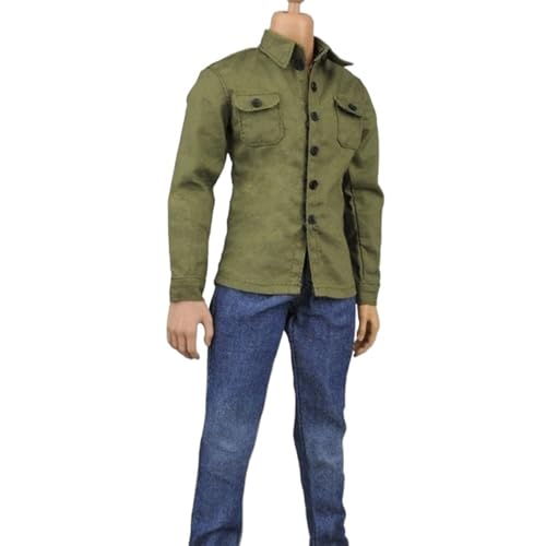 BoBoBn Puppenkleidung for männliche Figuren im Maßstab 1/6, handgefertigter Ganzanzug, Militärgrünes Herren-Outfit-Set mit Jeans for 12" männliche Actionfiguren von BoBoBn