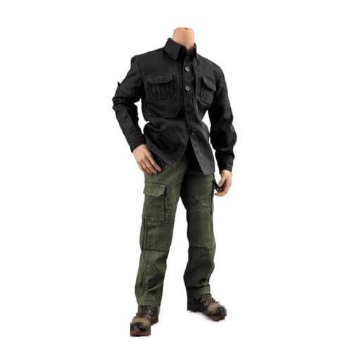 Puppenkleidung for männliche Figuren im Maßstab 1/6, handgefertigter Ganzanzug, Feldanzug-Set for Männer in 3 Farben, Soldat 511 Militäruniform-Kleidung for 12" männliche Actionfigur(Black+Green) von BoBoBn