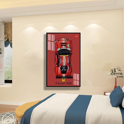 LE*GO Ferrari 42125 488 GTE AF Corse 51 Wandhalterung - Display Rahmen für LEGO Technic Ferrari 42125, kompatibel mit LE*GO Automodelle, 50 x 80 cm, für LEGO Enthusiasten, nur Wallboard (D) von BoHeart