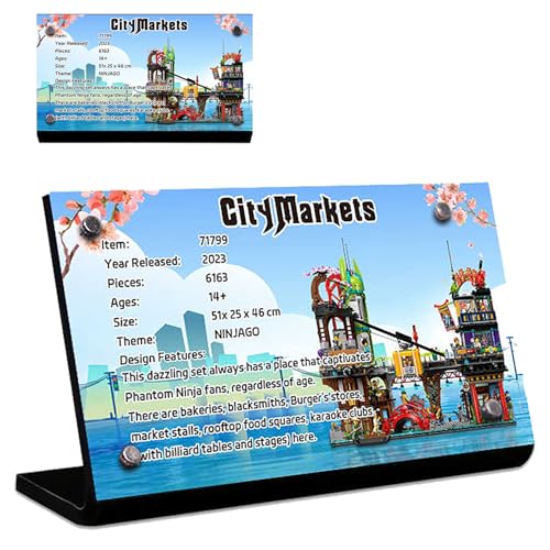 Magnetisches Acryl-Namensschild, speziell für Lego 71799 Ninjago City Market Bauset Namensschild Display, 71799 Baustein Modellreihe Acryl Display Namensschild Ständer von BoHeart