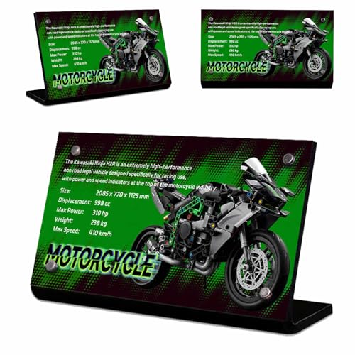 Magnetisches Acryl Namensschild, speziell für Lego Technic 42170 Ninja H2R Motorrad Bauset Namensschild Display, 42170 Baustein Modell Racing Serie Acryl Display Namensschild Ständer von BoHeart