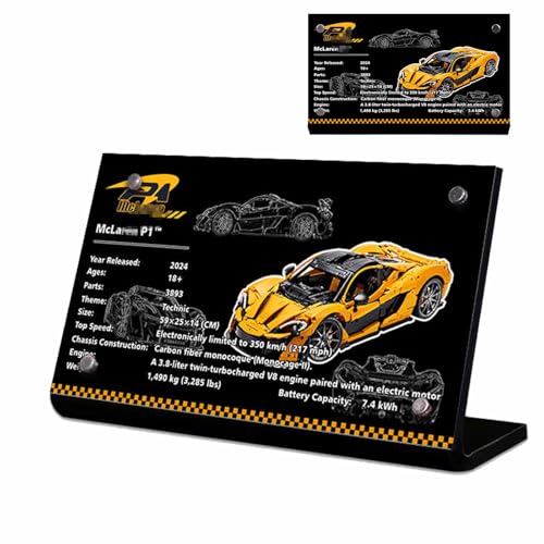 Magnetisches Acryl Namensschild, speziell für Lego Technic 42172 McLaren P1 Bauset Namensschild Display, 42172 Baustein Modell Racing Serie Acryl Display Namensschild Ständer von BoHeart