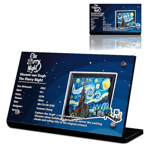 Magnetisches Acrylnamenschild, speziell für Lego 21333 Van Gogh Sternennacht Bauset Namensschild Display, 21333 Baustein Modell Racing Serie Acryl Display Namensschildständer von BoHeart