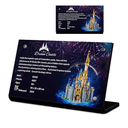 Magnetisches Acrylnamenschild, speziell für Lego 43222 Cinderella Castle Bauset Namensschild Display, 43222 Baustein Modellreihe Acryl Display Namensschildständer von BoHeart