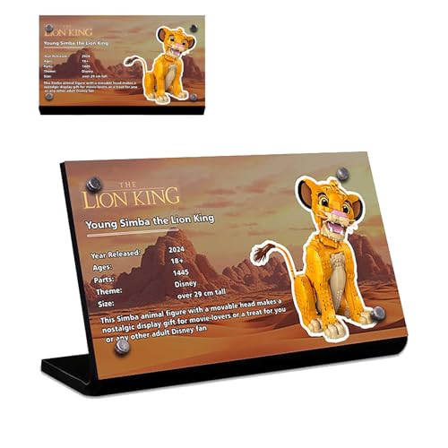 Magnetisches Acrylnamenschild, speziell für Lego 43247 Simba der König der Löwen Bauset Namensschild Display, 43247 Baustein Modellreihe Acryl Display Namensschildständer von BoHeart