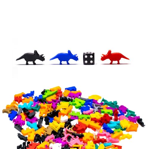 BoardGameSet 10 Stück Meeple Triceratops Dino Figuren: Upgrade oder Ersatz von Brettspielstücken, grau von BoardGameSet