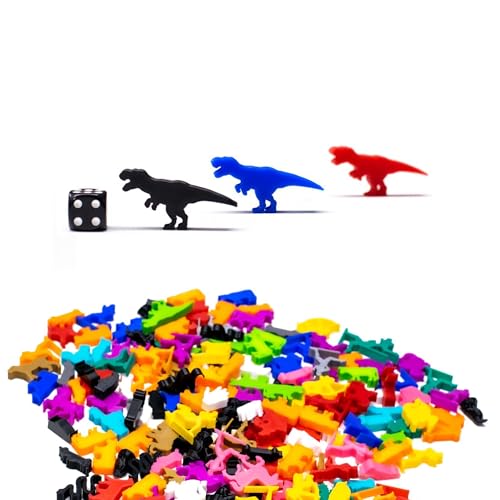 BoardGameSet 10 stücke Erweiterung für Brettspiele mit Meeple T-Rex Dinosaurier Figuren - Ersatz oder Aufwertung, dunkelgrün von BoardGameSet