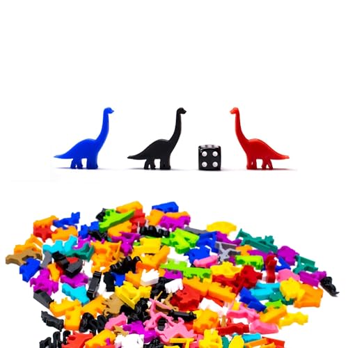 BoardGameSet 100 stücke Meeple Brachiosaurus Dino Figuren | Brettspiel Zubehör und Meeples Miniaturen für Strategiespiele RPGs Ersatzspielsteine, blau von BoardGameSet