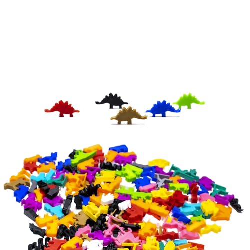 BoardGameSet 100 stücke Meeple Stegosaurus Dino Figuren | Spiel Figuren & Erweiterung, Silber von BoardGameSet