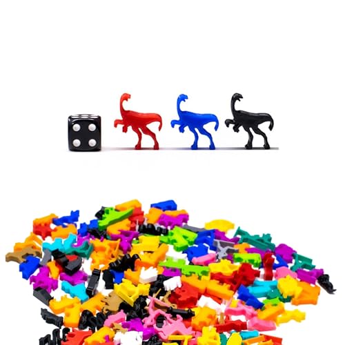 BoardGameSet 25 stücke Meeple Gallimimus Dinosaurier Figuren | Brettspiel Figuren und Miniaturen Meeples für Tabletop RPGs Brettspiel Zubehör DND Ersatzspielsteine, schwarz von BoardGameSet