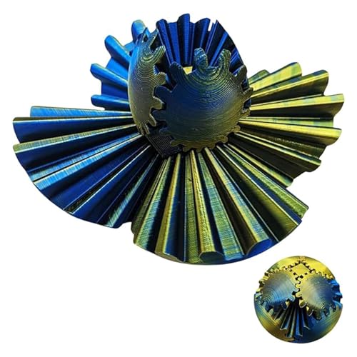 Gear Ball Fidget - 3D Gedruckt Gear Ball Gear Sphere Cube Fidget Spielzeug,3D Gedruckt Fidget Gear Ball für Stress & Angst Entspannend,Sensorische Fidget Spielzeug (Laser Gelb Blau) von Boatwo