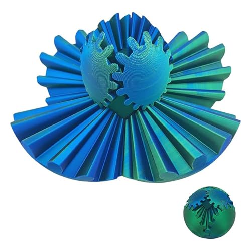 Gear Ball Fidget - 3D Gedruckt Gear Ball Gear Sphere Cube Fidget Spielzeug,3D Gedruckt Fidget Gear Ball für Stress & Angst Entspannend,Sensorische Fidget Spielzeug (Laser Grün Blau) von Boatwo