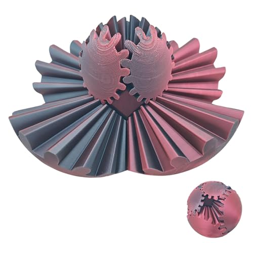 Gear Ball Fidget - 3D Gedruckt Gear Ball Gear Sphere Cube Fidget Spielzeug,3D Gedruckt Fidget Gear Ball für Stress & Angst Entspannend,Sensorische Fidget Spielzeug (Laser Schwarz Rot) von Boatwo