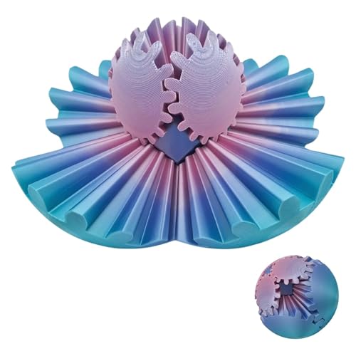 Gear Ball Fidget - 3D Gedruckt Gear Ball Gear Sphere Cube Fidget Spielzeug,3D Gedruckt Fidget Gear Ball für Stress & Angst Entspannend,Sensorische Fidget Spielzeug (Laser Violett Blau) von Boatwo