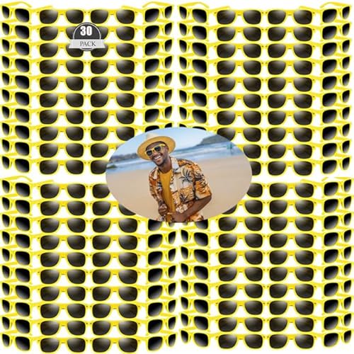 Vintage Sonnenbrillen Bulk, 30 Pack polarisiert Günstige Neon Sonnenbrillen Bulk für Frauen und Männer,für Geburtstagsparty Beach Pool Party Hochzeit Party, Gelber Vintage Sonnenbrillen Bulk, 30 Pack polarisiert Günstige Neon Sonnenbrillen Bulk für Frauen und Männer,für Geburtstagsparty Beach Pool Party Hochzeit Party, Gelber von Boboeitody
