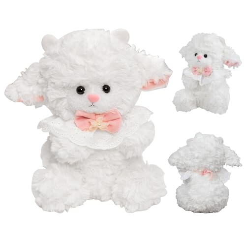 Bocguy 23CM Schaf Kuscheltier, Stofftier Schaf Mit Fliege, Schaf Plüschtier Geschenk für Jungen Mädchen Babys von Bocguy