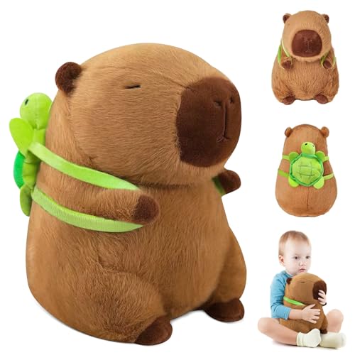 Bocguy 25cm Capybara Plüschtier, Capybara Kuscheltier, Niedlichen Capybara Plushies mit Schildkröte Nrucksack, Simulation Capybara Plüschtier Für Mädchen Und Jungen, Kinder Plüschtier von Bocguy