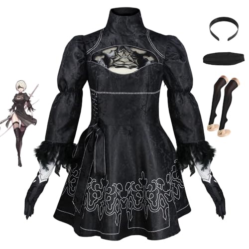 Bocguy 2B Cosplay Kostüm Party Bühnenauftritt Kostüm Erwachsene, Anime Cosplay Damen Outfits, Halloween Karneval Fasching Party von Bocguy