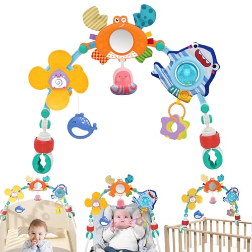 Kinderwagen Spielzeug, Spielbogen Kinderwagen Babyschale Kinderbett Babyspielzeug, Hängend Sensory Babyspielzeug Geschenk für Neugeborene (Ocean) von Bocguy