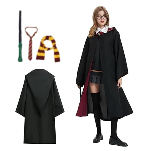 Bocguy Magier Robe für Erwachsene, Uniform Robe Kostüm Zaubererrobe mit Zauberstab Krawatte Zauberer Kostüm für Halloween Cosplay Karneval Verkleidung Party m von Bocguy