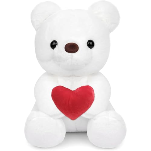 Bocguy Teddybär Plüsch, 23cm Teddybär mit Herz, Stofftier Spielzeug Dekozimmer Kissen für Weihnachten, Valentinstag, Geburtstag Heimdekoration von Bocguy