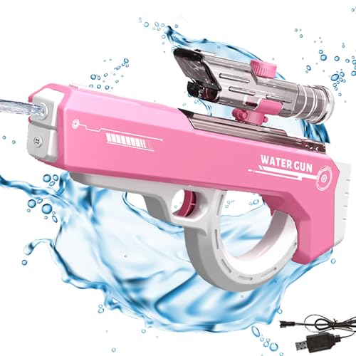 Elektrische Wasserpistole mit Automatischer Wasseraufnahme,400ml Hohe KapazitäT Reichweite 13 Meter Hochdruck Automatische Wasserspritzpistole, Electric Water Gun von Bocguy