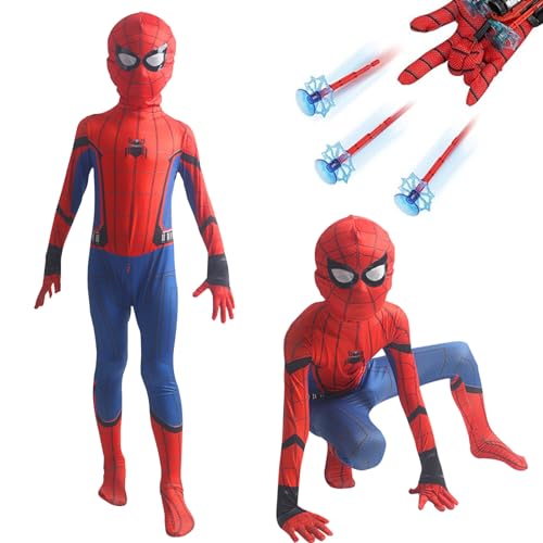 Spider-man Kostüm Kinder, Spider Anzug Kinder Bodysuit, Spider Cosplay Kostüme, Spider-man Anzug, Spider-man Verkleidung für Jungen Halloween Karneval Cosplay Party Bühnen Performance(120-135cm) von Bocguy