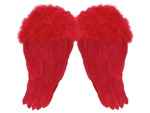 Engelsflügel Rotgelflügel Kostüm Damen Mädchen Engelsflügel Deko Federflügel Engel Engels Flügel Kostüm Karneval Amor Cosplay Party Fasching Kostüme Deko (Rot) von Bock op Kölle