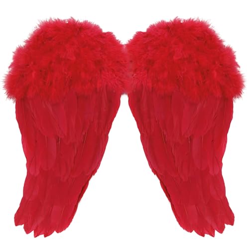 Engelsflügel Federflügel Kostüm Damen Mädchen Engelsflügel Deko Federflügel Engel Engels Flügel Karneval Amor Cosplay Party Fasching Kostüme Deko (Teufelsflügel-Rot) von Bock op Kölle