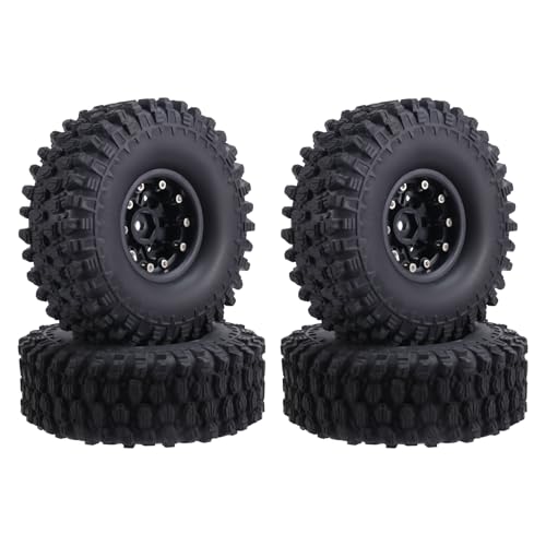 Boddceto 1.9 Beadlock- Crawler und Gummireifen 120mm Durchmesser für 1/10 RC-Auto für Axial SCX10 II -4 T6 Schwarz von Boddceto