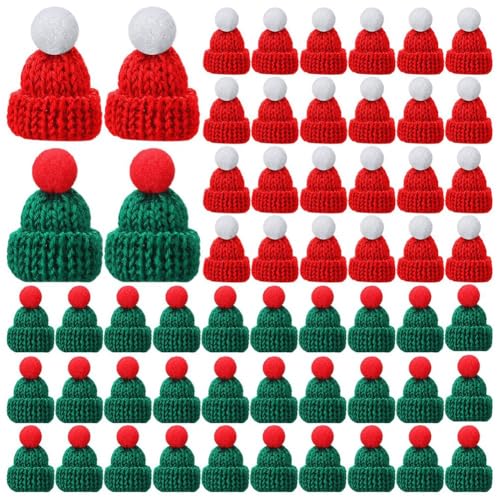 Boddceto 150 Stück Süße Puppenmützen, Weihnachtsstrickmütze, Wollgarn, Mini-Zylinder zum Basteln, Kleine Strick-Haar-Accessoires von Boddceto