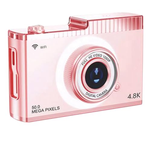 Boddceto 4K FHD 50MP Digitalkamera Autofokus-Kamera 2,4-IPS-Bildschirm WiFi-Kompaktkamera mit Fülllicht für Studenten Rosa von Boddceto