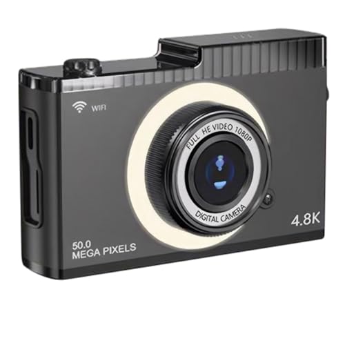 Boddceto 4K FHD 50MP Digitalkamera Autofokus-Kamera 2,4-IPS-Bildschirm WiFi-Kompaktkamera mit Fülllicht für Studenten Schwarz von Boddceto