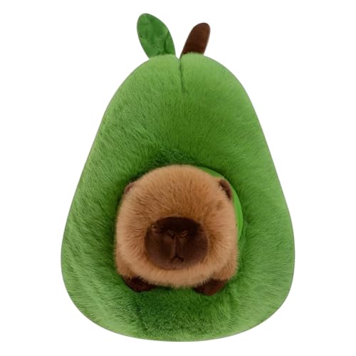 Boddceto Avocado-Capybara-Plüschtier, Realistisches Capybara-Stofftier, Weiches Gefülltes Capybara-Avocado-Lebensmittel-Plüschkissen, Puppe, 35 cm von Boddceto