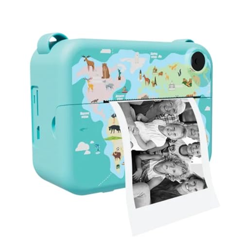 Boddceto Digitale Sofortbildkamera mit Druckpapier, Selfie-Videokamera für Kinder, Camcorder, Kamera, Spielzeug, Geschenk für Kinder, Blau von Boddceto