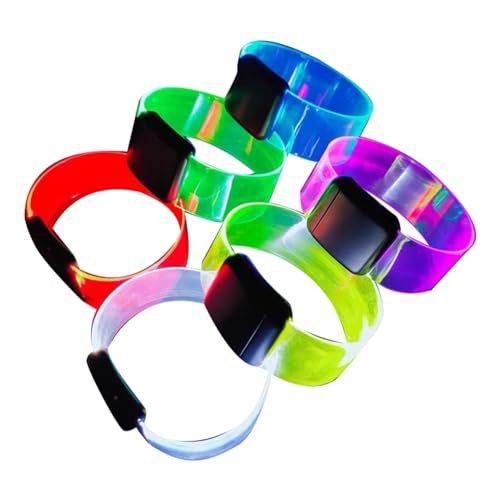 Boddceto Im Dunkeln Leuchtende -LED-Leuchtarmbänder, Leuchtende Blinkende Armbänder für Kinder und Erwachsene, Armband-Blinkring (6 Stück) von Boddceto