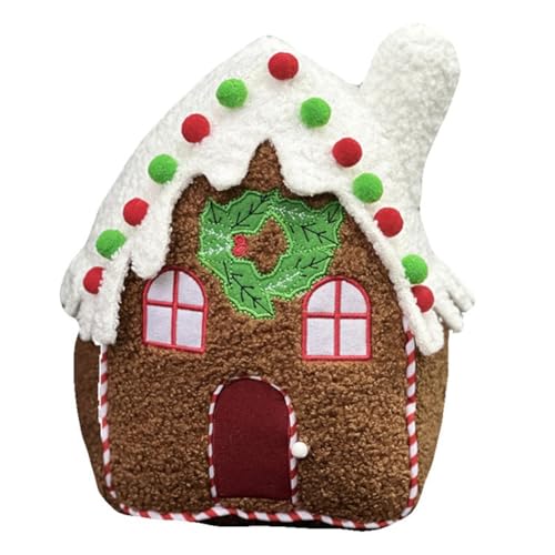 Boddceto Lebkuchenhaus-Plüsch-Sofakissen, Lebkuchenhaus-Kissen, Lebkuchen-Dekoration, Geschenk, Büro, Heimdeko von Boddceto