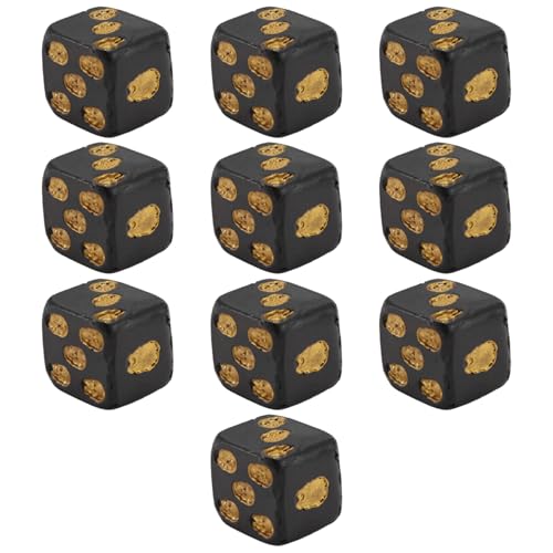 Boddceto Totenkopf-Würfel, 6-Seitig, Knochen, Einzigartiges Geschenk für Gamer für Rollenspiele, Brettspiele für Halloween, 10 Stück, Schwarz von Boddceto