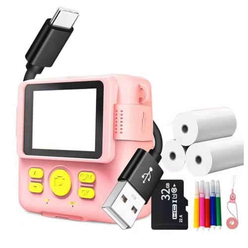 Boddceto Tragbare Thermodruckkamera, Mini, Modisches Kindergeschenk für Sofortige Automatische Fokussierung, Rosa von Boddceto