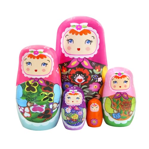 5 Stück bunte russische Puppen für Kinder, süßes Mädchen mit Schal und Blumenmuster, aus Holz, stapelbar, für Weihnachten, Geburtstag, Heimdekoration, Geschenk 5 Stück bunte russische Puppen für Kinder, süßes Mädchen mit Schal und Blumenmuster, aus Holz, stapelbar, für Weihnachten, Geburtstag, Heimdekoration, Geschenk von Boerni