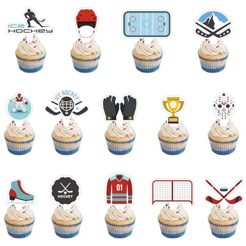 Hockey-Cupcake-Topper, Eishockey-Kuchenaufsatz, Indoor-Sport, Cupcake-Dekoration, Hockye-Themenparty, Kuchendekoration (28 Stück) von Boerni