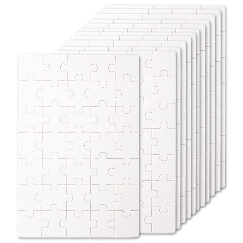 12 Stück Puzzle Selber Gestalten, Holz Puzzle Blanko 15×10 cm Weißes Puzzle zum Bemalen Personalisiert Leeres Puzzle Klein Kreative Puzzle Weiß für Kinder Zum Malen (35 Teile) von Bofanze