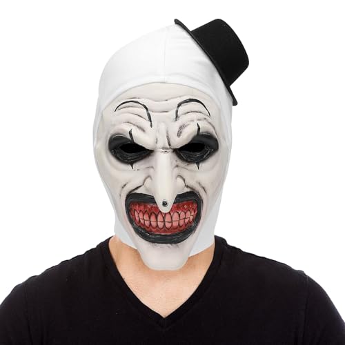 Bofeiya 2 Stück Art The Clown Kostüm Zubehör Clown Gesichtsmaske Hut für Halloween Weihnachten von Bofeiya