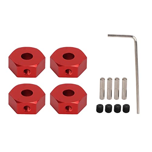 4 Stück 1/10 RC Rad-Sechskantnaben, Mutter 14 mm, Antriebsnabe aus Aluminiumlegierung für AMMRA Big Rock, Typhon, Senton, Upgrade-Zubehör mit Stellschrauben, rechtwinkliger (Red) von Bognajin