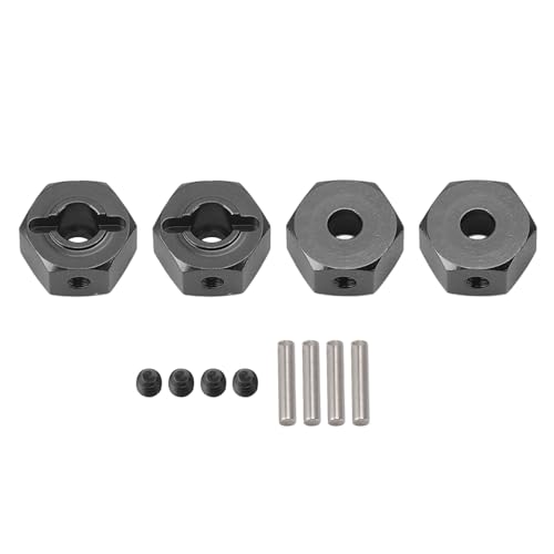 4 Stück professioneller 12-mm-Rad-Sechskant-Nabenadapter aus Aluminiumlegierung für RC-Autos, verbessert Leistung und Stabilität, einfache Installation, hoch, passend für 1/10 (Black) von Bognajin