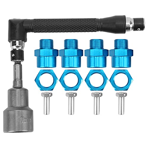 Bognajin 12 17 mm Rad-Sechskant-Naben-Adapter-Set, hochwertiges Aluminiumlegierungsmaterial, einfache Installation, kompatibel mit 1/10 1/8 RC-Cars, Wird mit Befestigungsschrauben und (Blue) von Bognajin