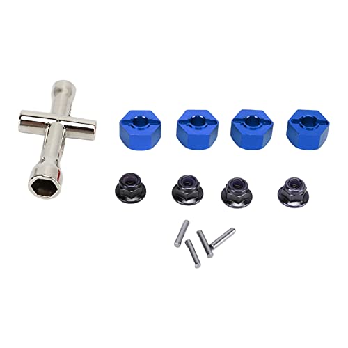 Bognajin 12-mm-Sechskantnaben-Radadapter, RC-Sechskantradnabenadapter aus Aluminiumlegierung mit Kreuzschlüssel, einfache Installation für RC-Car-Upgrades, robust und verschleißfest, (Deep Blue) von Bognajin